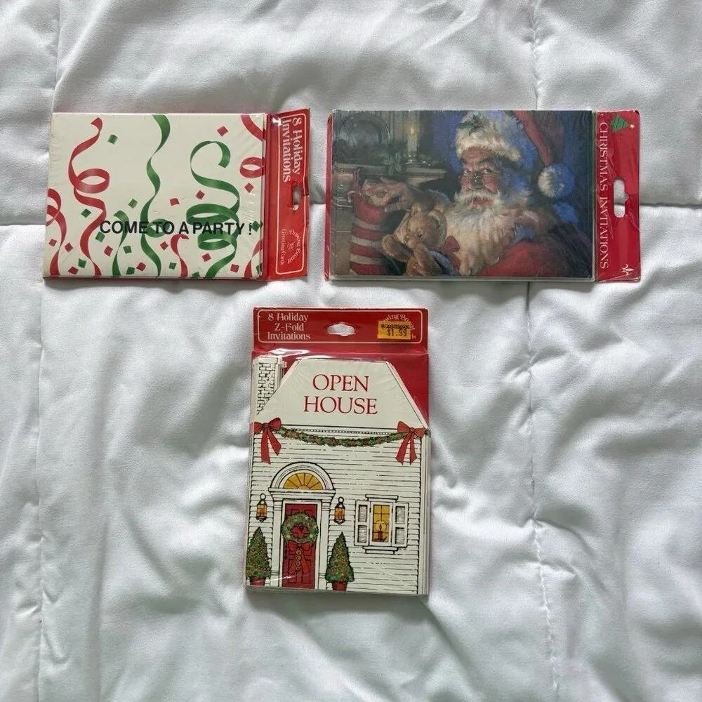 NEW Christmas Holiday Invitations Envelopes Vintage 80s 90s (24) Junk Journal